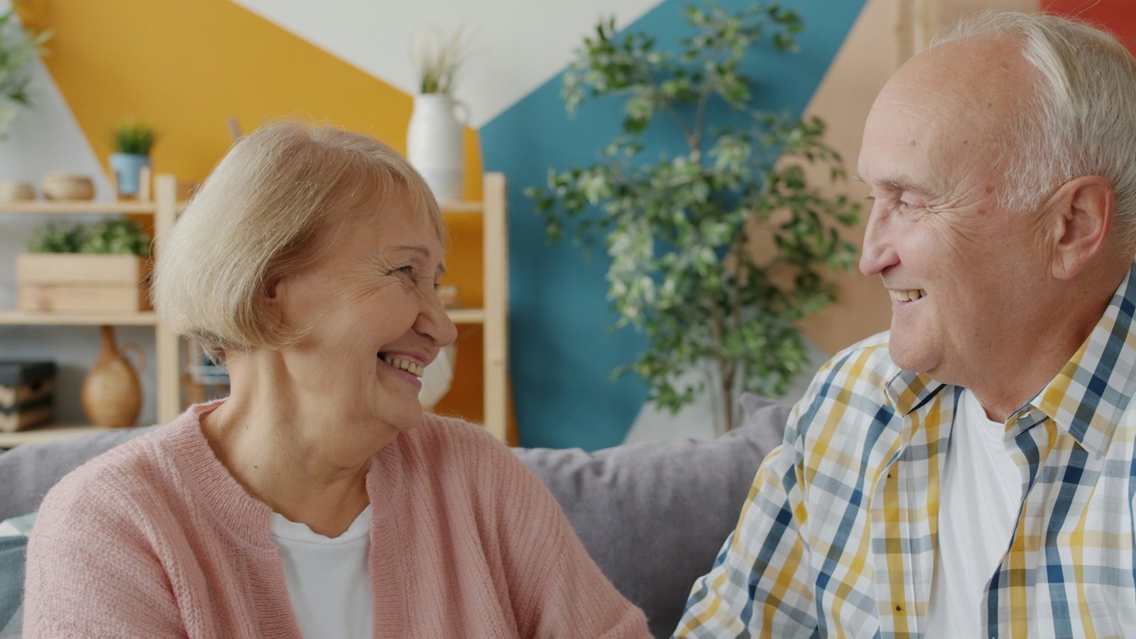 elderly couple happy